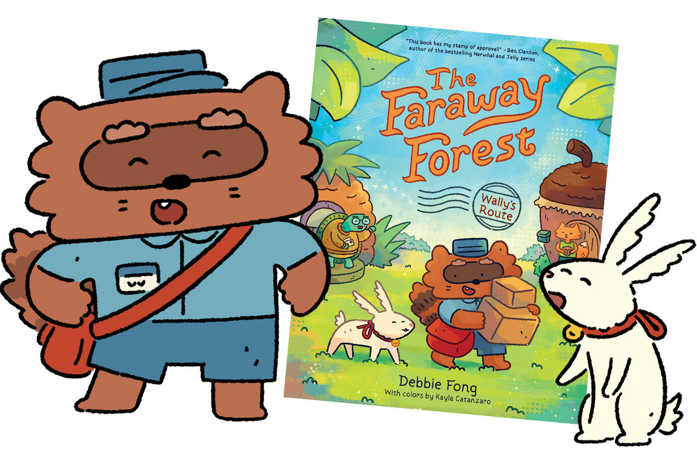 Wally and Bo standing next to the book cover