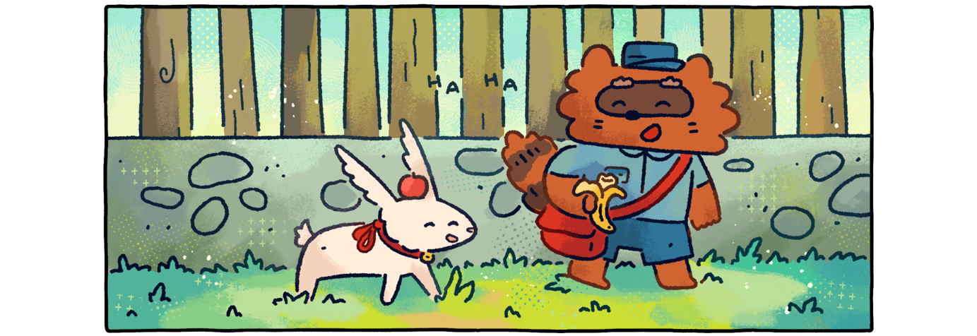 Image of Wally and Bo walking, from the book